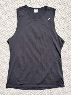 GYMSHARK Mens Black Performance Sleeveless Arrival Athletic Tank Top MEDIUM EUC